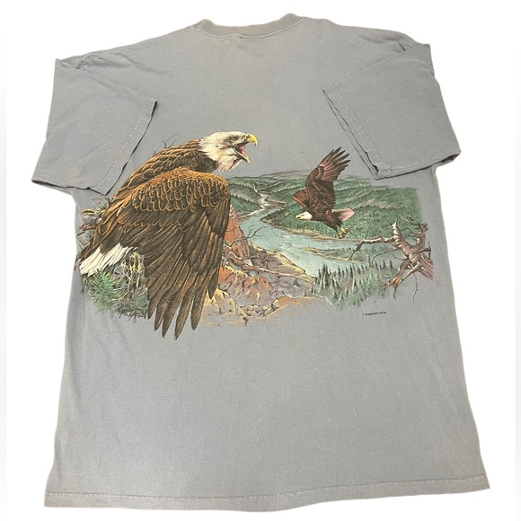 American Eagle Wrap Around 90’s Vintage Nature Animals Distressed Faded XXL Blue - Picture 4 of 7